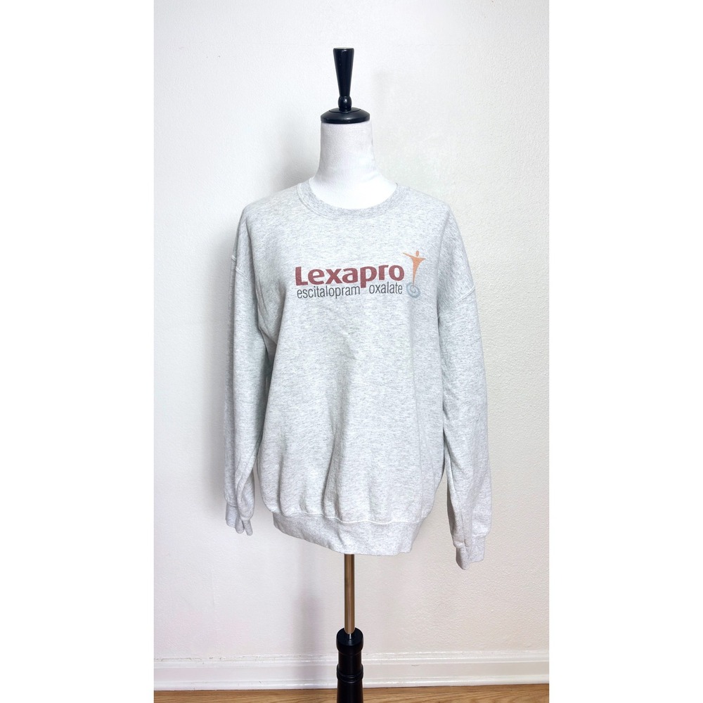Lexapro Antidepressant Grey Crewneck Sweater Size Large Unisex Quirky Novelty